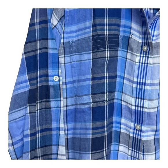 Lauren Ralph Lauren Women's Blue Plaid Button Down Shirt Roll Tab Sleeve Size L - Picture 4 of 7